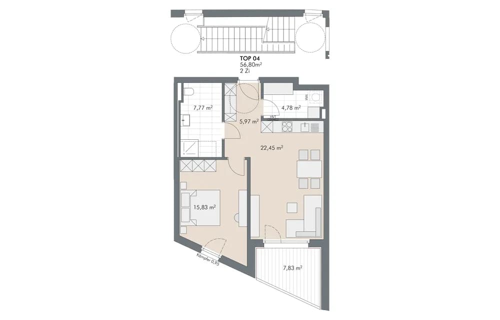 2-Zimmer-Wohnung kaufen in Schwaz – 56,8 m², € 388.000 – Bild 6 von 6