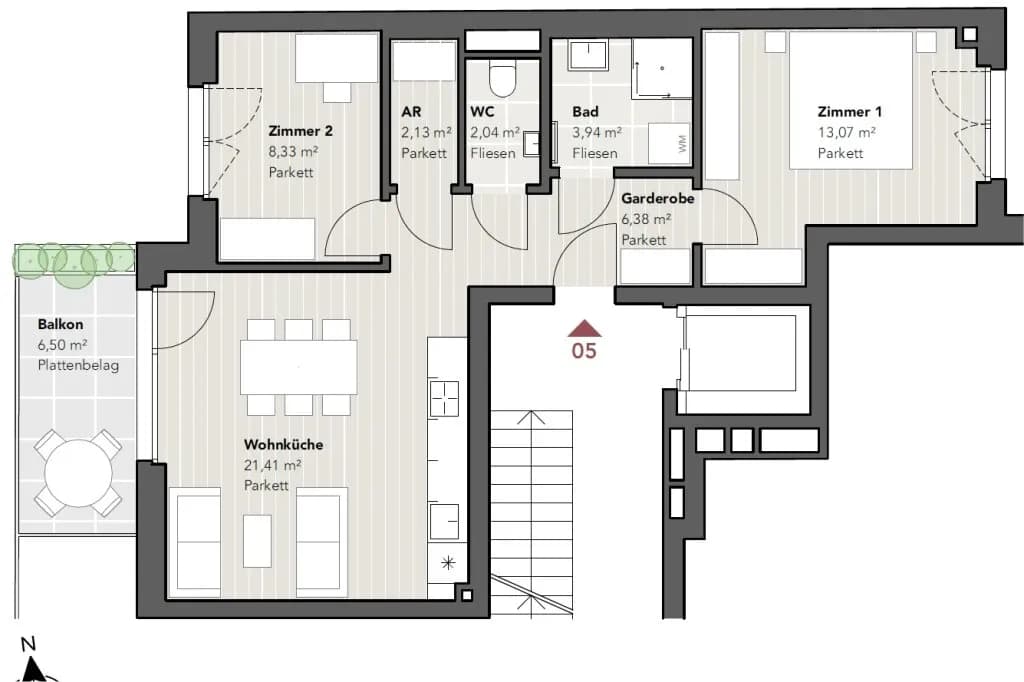 3-Zimmer-Wohnung kaufen in Wien – 57,3 m², € 499.000 – Bild 8 von 8
