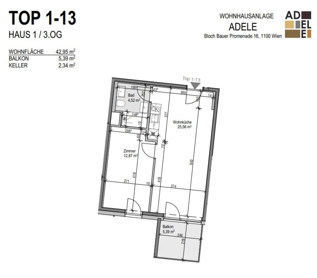 2-Zimmer-Wohnung mieten in Wien – 42,95 m², € 990 – Bild 13 von 13