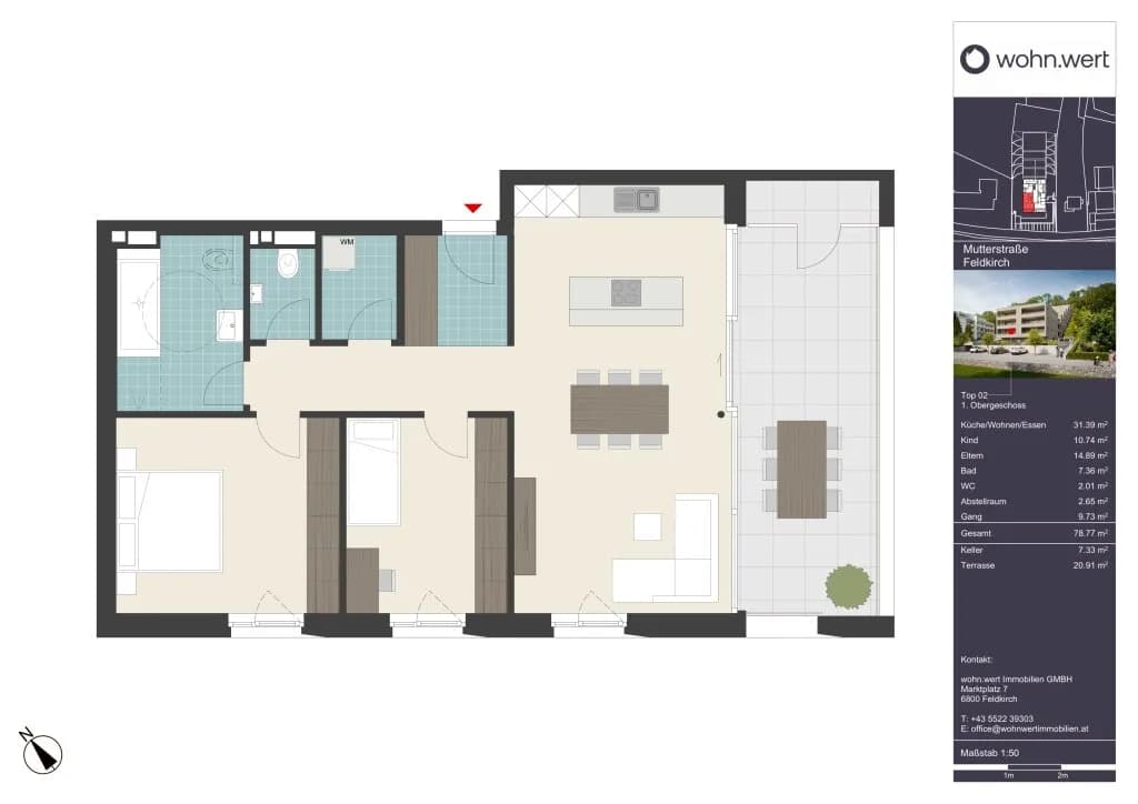3-Zimmer-Wohnung kaufen in Feldkirch – 78,77 m², € 595.000 – Bild 2 von 3