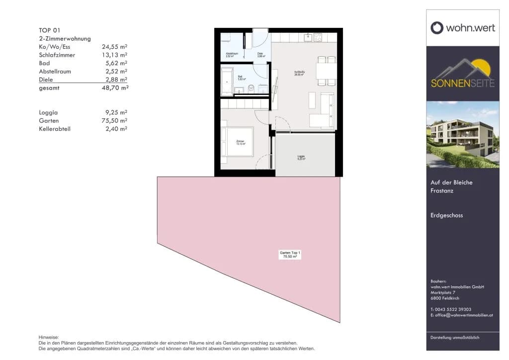 2-Zimmer-Wohnung kaufen in Feldkirch – 48,7 m², € 345.000 – Bild 5 von 5