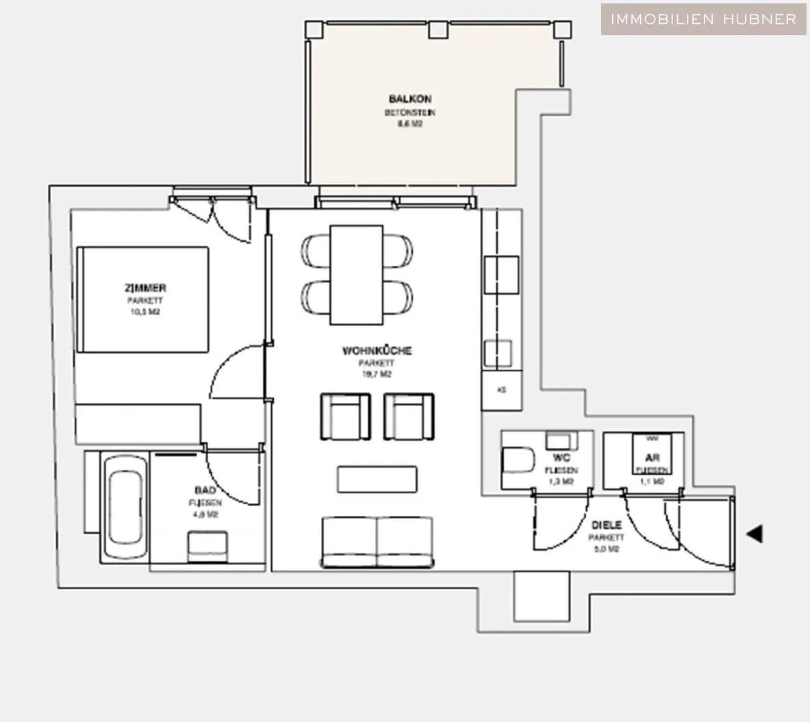 2-Zimmer-Wohnung mieten in Wien – 43 m², € 1.075 – Bild 10 von 13