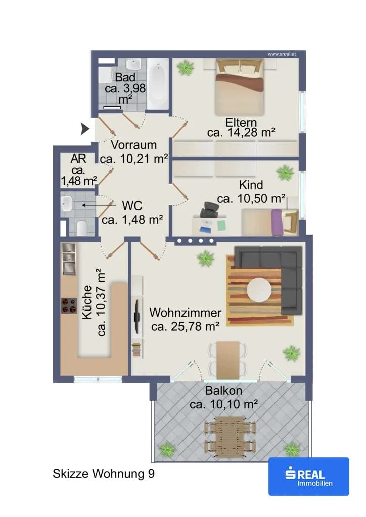 3-Zimmer-Wohnung kaufen in Klagenfurt – 80,53 m², € 229.900 – Bild 10 von 10