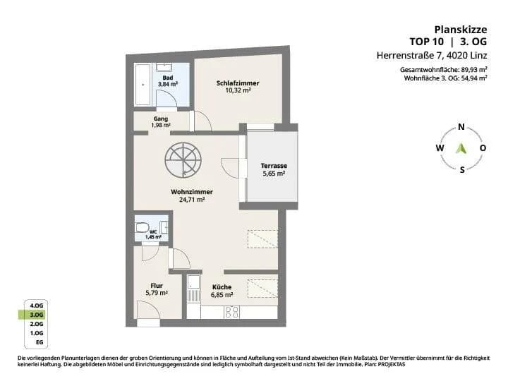 3-Zimmer-Wohnung mieten in Linz – 89,93 m², € 1.182 – Bild 15 von 16