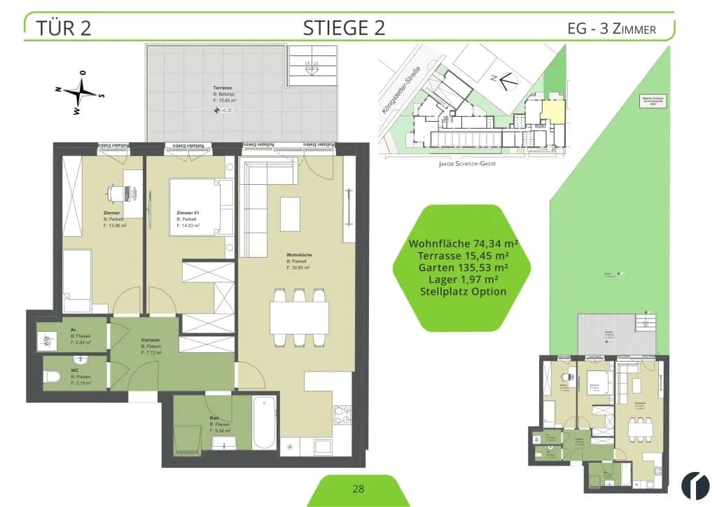 3-Zimmer-Wohnung kaufen in Tulln – 74,34 m², € 449.000 – Bild 27 von 31