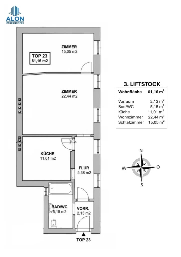 2-Zimmer-Wohnung mieten in Wien – 61,16 m², € 1.250 – Bild 10 von 10