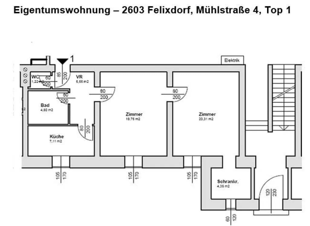 2-Zimmer-Wohnung kaufen in Wiener Neustadt Land – 62,53 m², € 107.000 – Bild 4 von 4