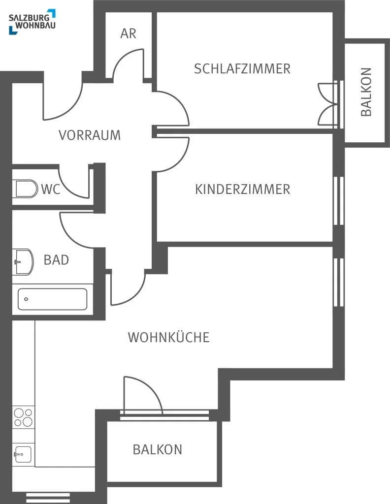 3-Zimmer-Wohnung mieten in Tamsweg – 70 m², € 950 – Bild 2 von 2