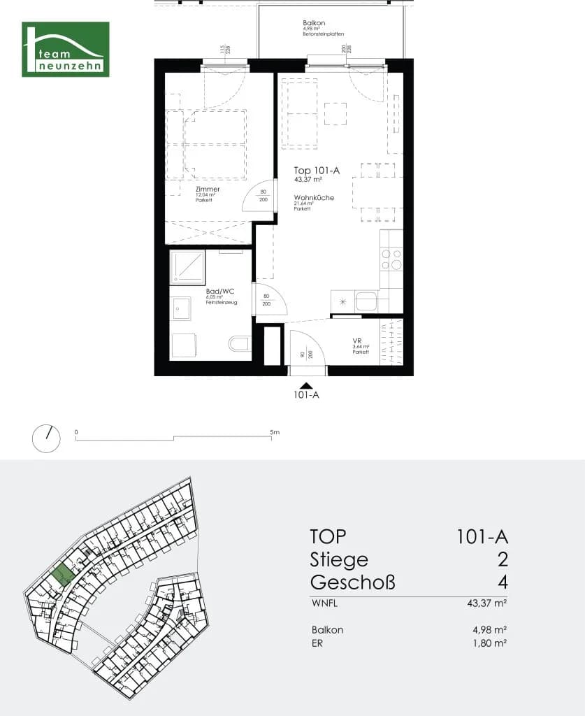 2-Zimmer-Wohnung mieten in Wien – 43,37 m², € 1.035 – Bild 18 von 18