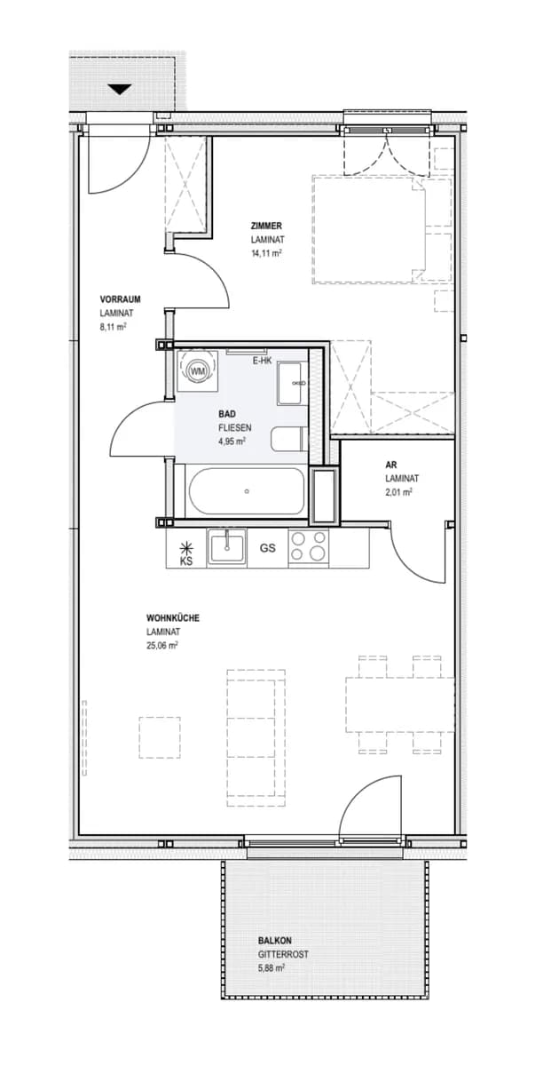 2-Zimmer-Wohnung mieten in Sankt Pölten Land – 54 m², € 775 – Bild 6 von 6