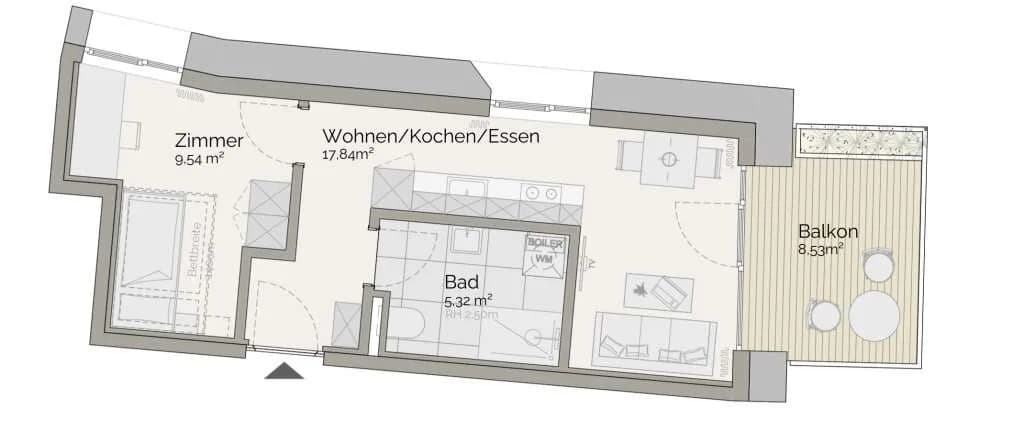 2-Zimmer-Wohnung kaufen in Innsbruck – 32,71 m², € 322.200 – Bild 3 von 11