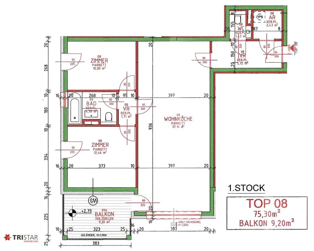 3-Zimmer-Wohnung kaufen in Wien – 75,3 m², € 333.000 – Bild 2 von 6
