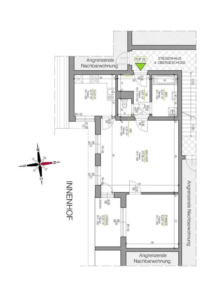 2-Zimmer-Wohnung mieten in Graz – 67,52 m², € 744 – Bild 2 von 6