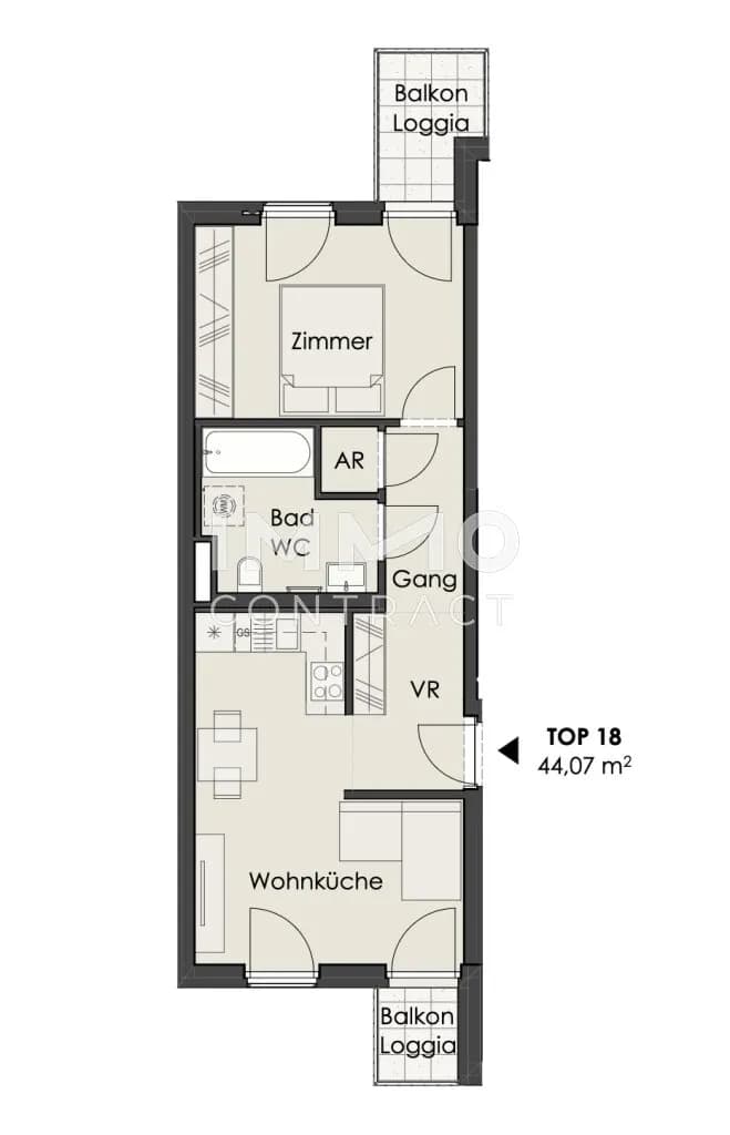 2-Zimmer-Wohnung kaufen in Wien – 44,07 m², € 329.000 – Bild 9 von 10
