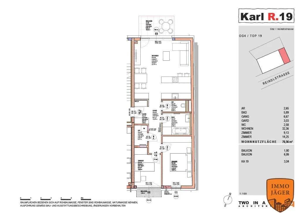3-Zimmer-Wohnung kaufen in Linz – 76,56 m², € 544.000 – Bild 2 von 5