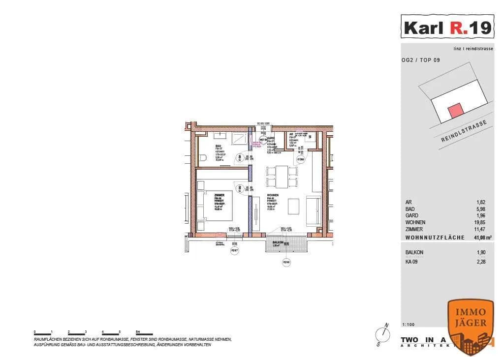 2-Zimmer-Wohnung kaufen in Linz – 41,08 m², € 294.000 – Bild 2 von 5