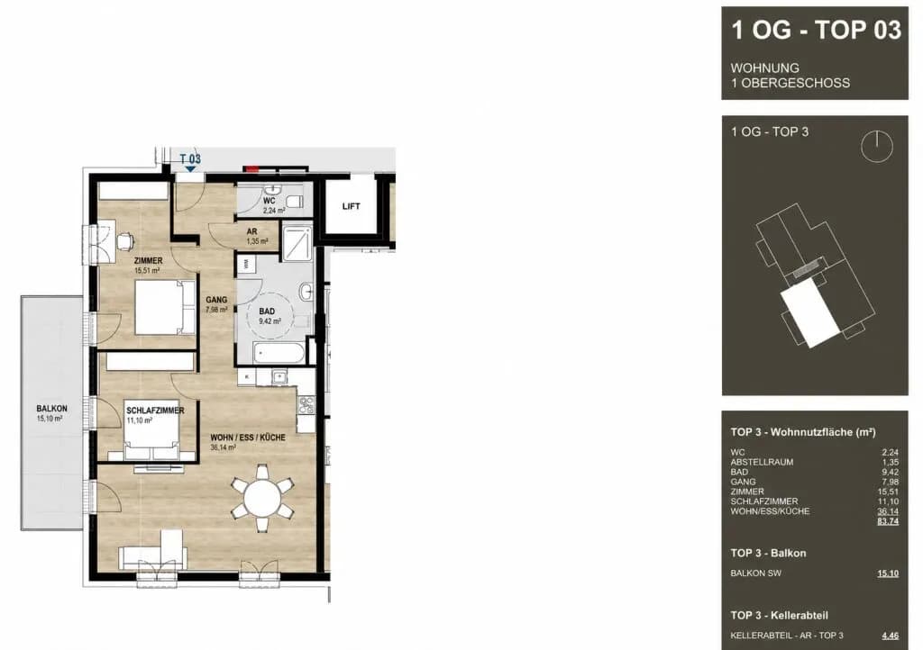3-Zimmer-Wohnung mieten in Steyr – 84 m², € 1.331 – Bild 24 von 24