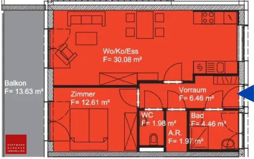 2-Zimmer-Wohnung mieten in Graz – 57 m², € 995 – Bild 7 von 7