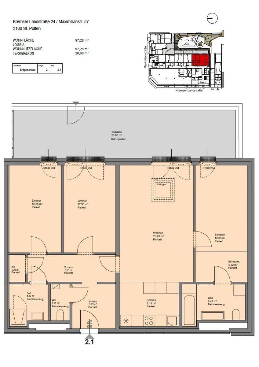 4-Zimmer-Wohnung mieten in Sankt Pölten – 97,28 m², € 1.570 – Bild 18 von 19
