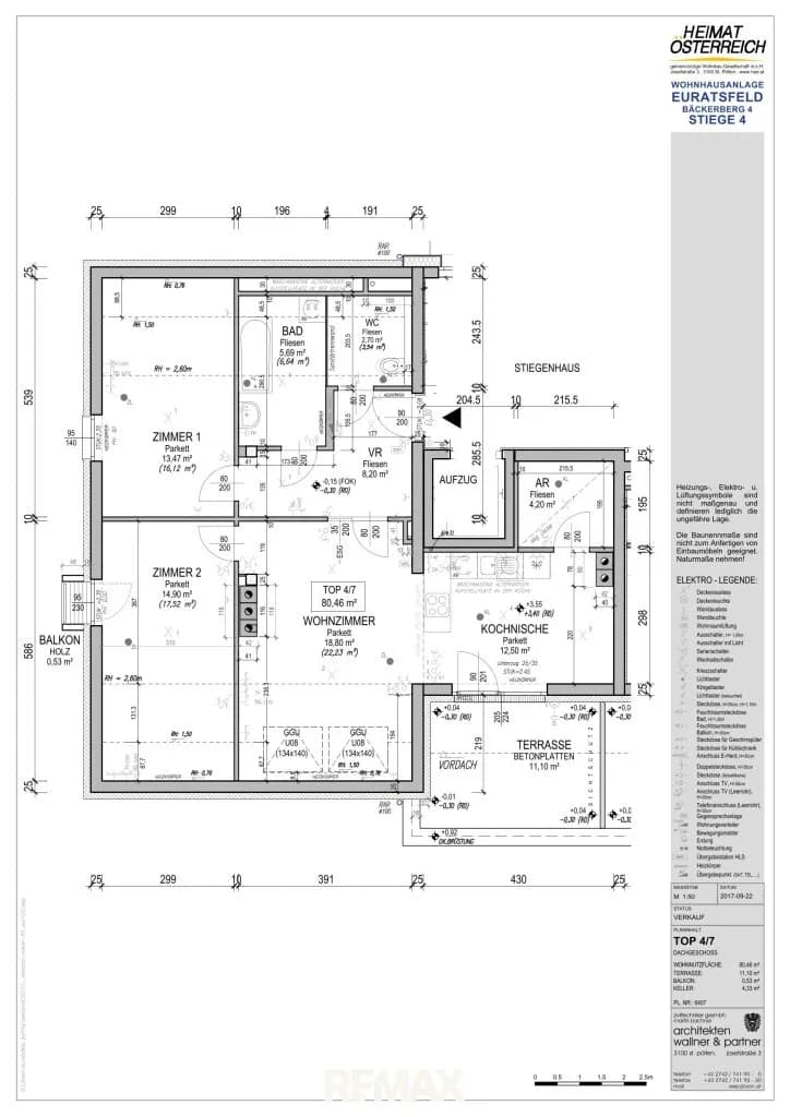 3-Zimmer-Wohnung mieten in Amstetten – 80,46 m², € 1.053