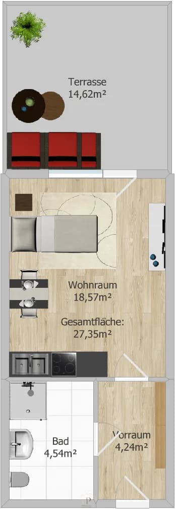 1-Zimmer-Wohnung mieten in Graz – 27 m², € 520 – Bild 9 von 9