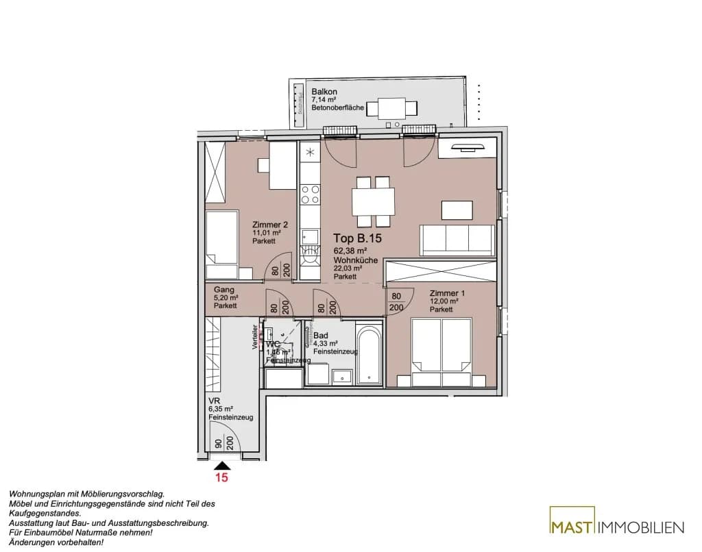 3-Zimmer-Wohnung kaufen in Wien – 61,02 m², € 418.000 – Bild 12 von 12