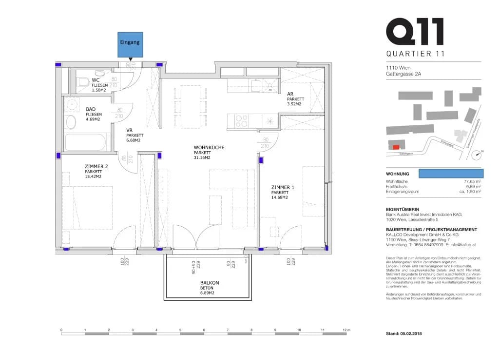3-Zimmer-Wohnung mieten in Wien – 77,65 m², € 1.400 – Bild 25 von 25