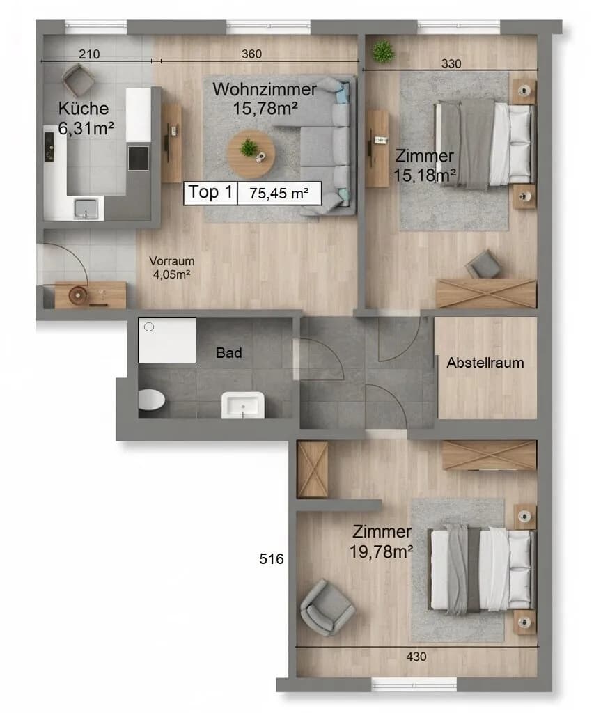 3-Zimmer-Wohnung kaufen in Wien – 75,45 m², € 379.000 – Bild 39 von 40