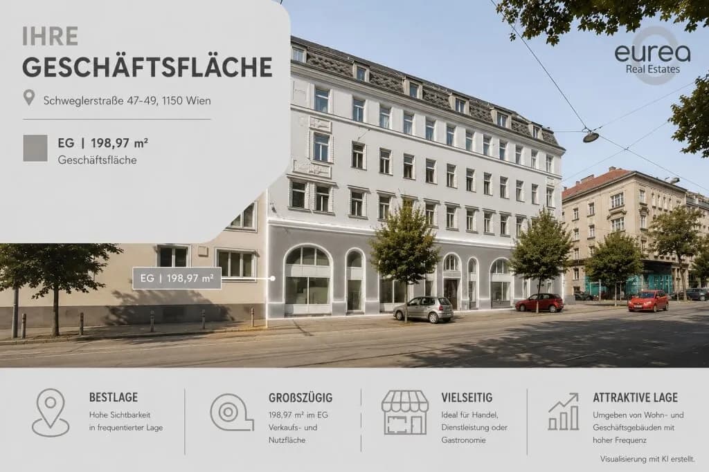 Gewerbeimmobilie mieten in Wien – 204 m², € 2.855