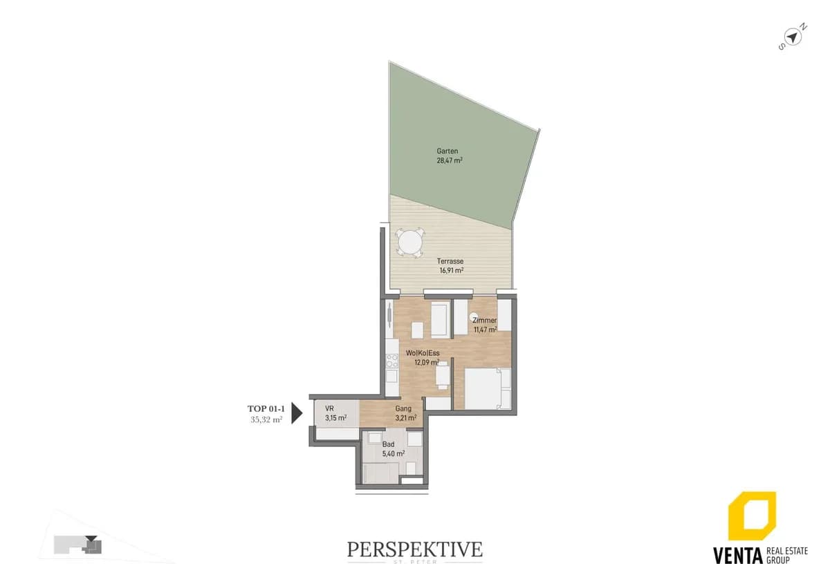 2-Zimmer-Wohnung kaufen in Graz – 35,32 m², € 199.640 – Bild 2 von 6