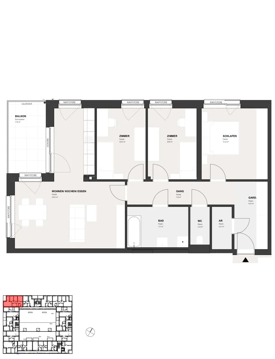 4-Zimmer-Wohnung mieten in Linz – 88,59 m², € 1.100 – Bild 8 von 12