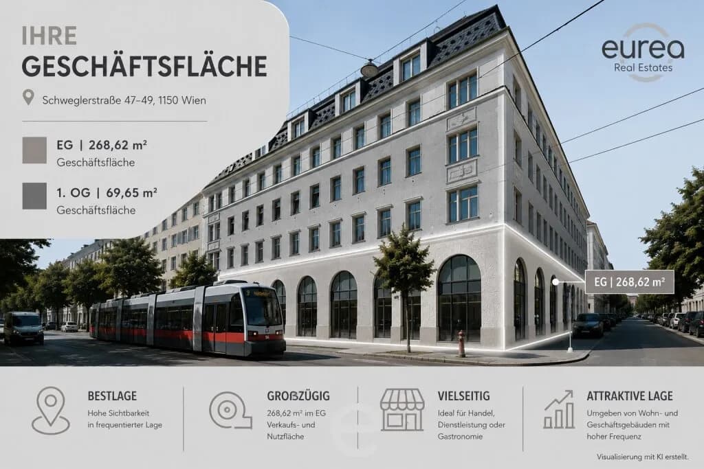 Gewerbeimmobilie mieten in Wien – 269 m², € 4.567
