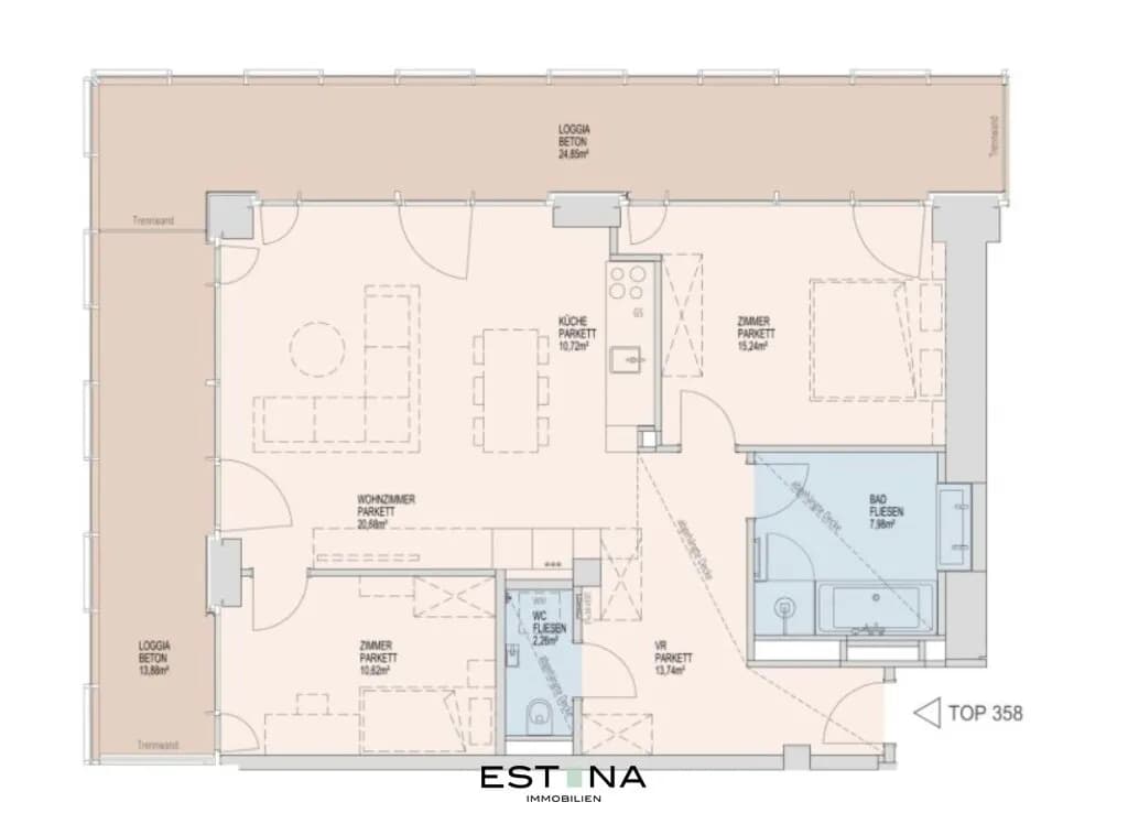 3-Zimmer-Wohnung mieten in Wien – 81,24 m², € 2.850 – Bild 26 von 26