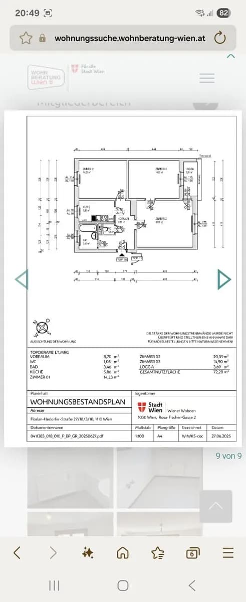 3-Zimmer-Wohnung mieten in Wien – 73 m², € 774