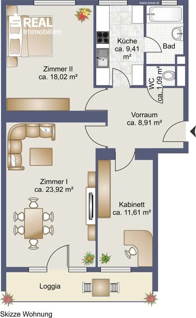 3-Zimmer-Wohnung kaufen in Wien – 82 m², € 298.000 – Bild 8 von 9
