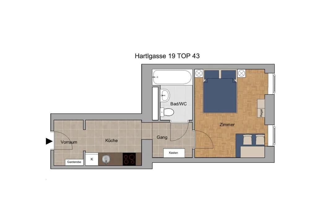 1-Zimmer-Wohnung mieten in Wien – 29 m², € 940 – Bild 9 von 9