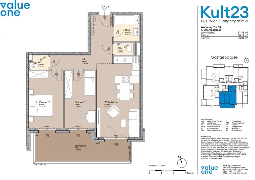 3-Zimmer-Wohnung kaufen in Wien – 67,45 m², € 460.000 – Bild 25 von 25