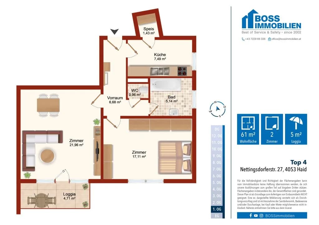 2-Zimmer-Wohnung mieten in Linz Land – 60,77 m², € 739 – Bild 12 von 12