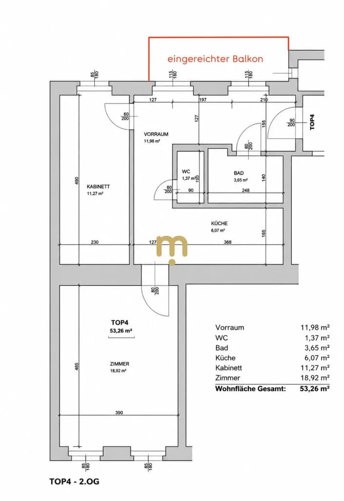 2-Zimmer-Wohnung kaufen in Wien – 53,26 m², € 290.000 – Bild 11 von 11