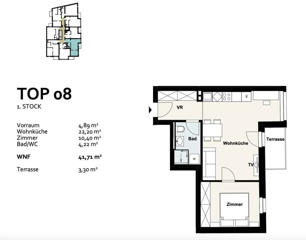 2-Zimmer-Wohnung kaufen in Wien – 41,69 m², € 257.840 – Bild 12 von 12