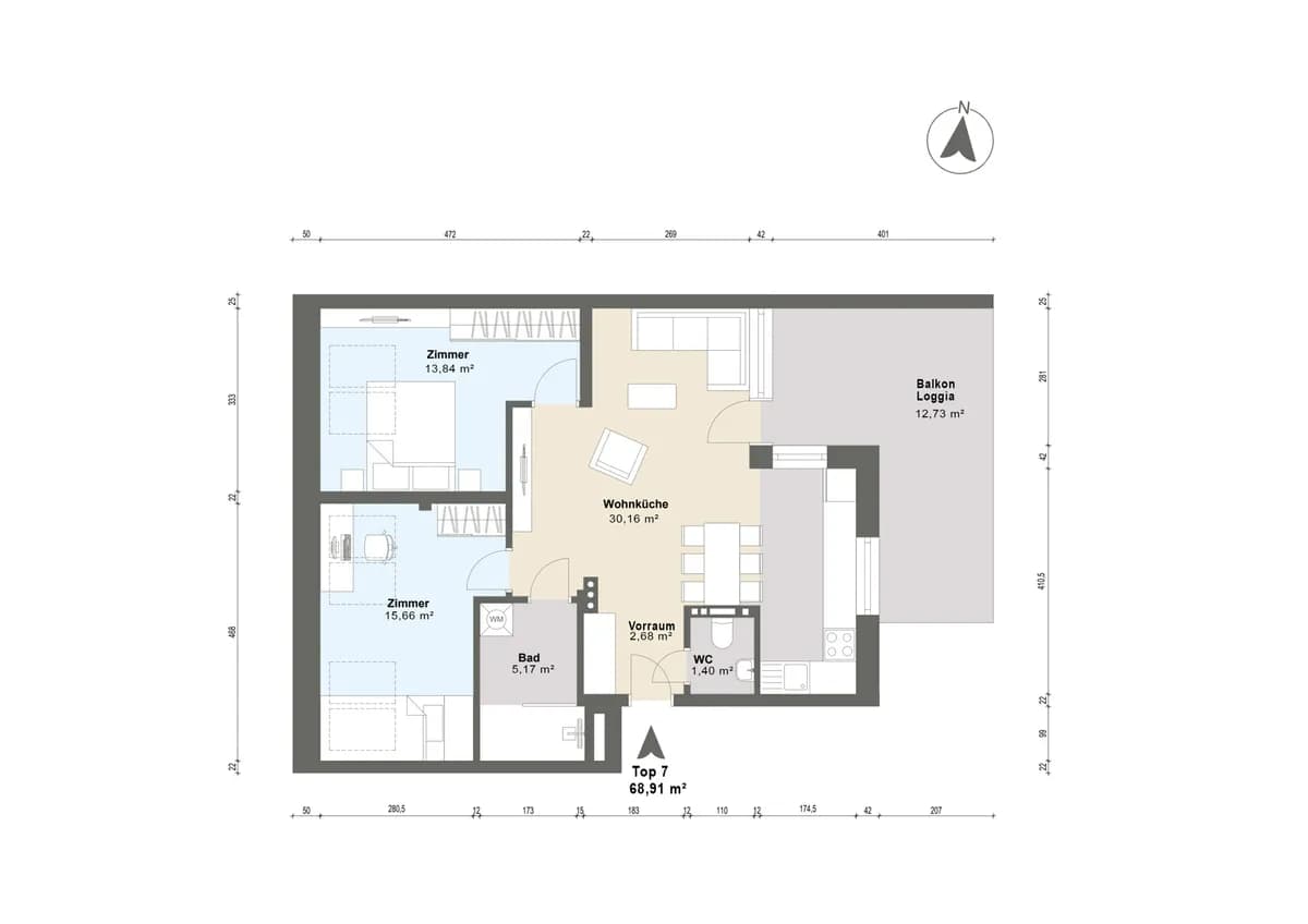 2-Zimmer-Wohnung kaufen in Amstetten – 68,91 m², € 343.000 – Bild 6 von 7