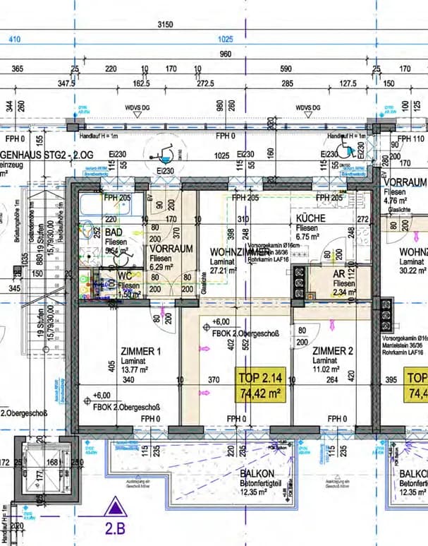 3-Zimmer-Wohnung mieten in Tulln – 74,42 m², € 759 – Bild 2 von 12