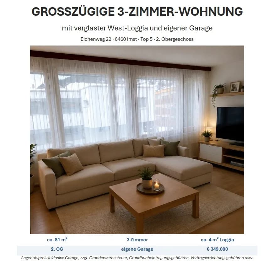 3-Zimmer-Wohnung kaufen in Imst – 81 m², € 349.000