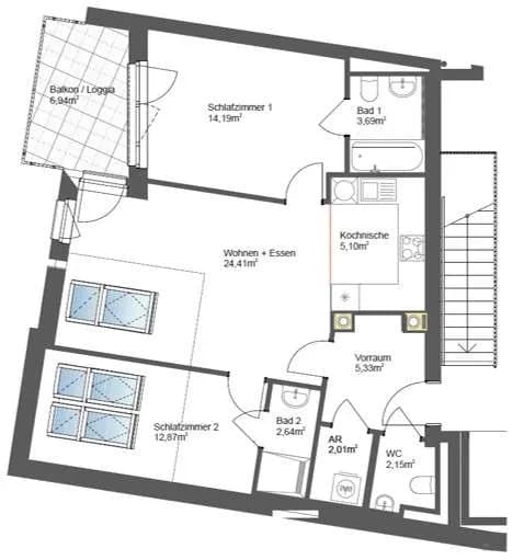 3-Zimmer-Wohnung mieten in Hollabrunn – 72 m², € 1.285 – Bild 5 von 17