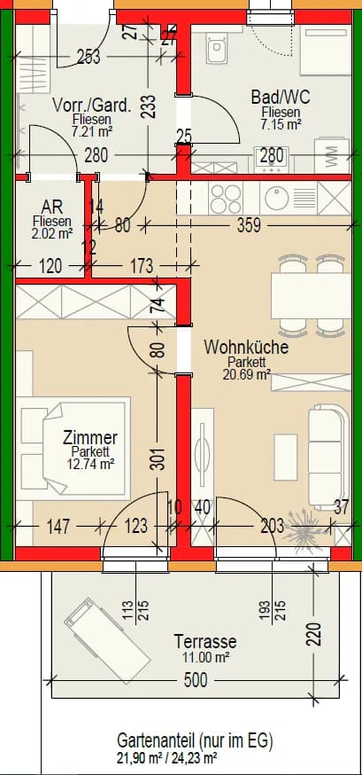 2-Zimmer-Wohnung mieten in Deutschlandsberg – 49 m², € 854 – Bild 3 von 14