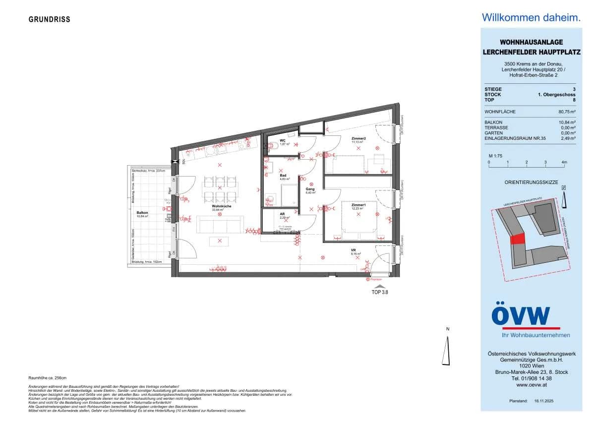 3-Zimmer-Wohnung mieten in Krems an der Donau – 80,61 m², € 1.120