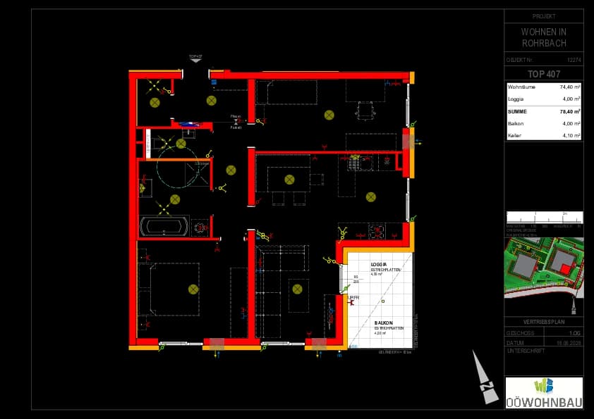 3-Zimmer-Wohnung kaufen in Rohrbach – 74,4 m², € 752 – Bild 3 von 3