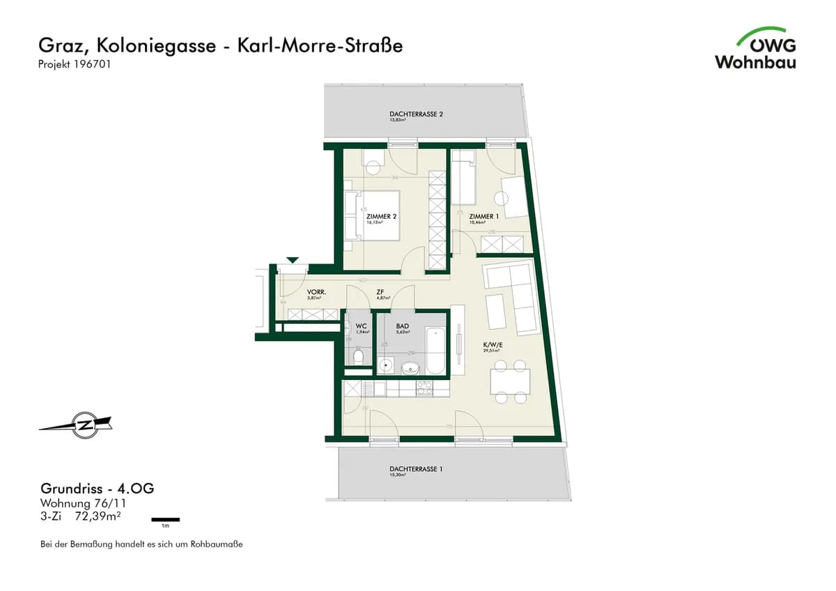 3-Zimmer-Wohnung mieten in Graz – 72,4 m², € 1.285 – Bild 5 von 5