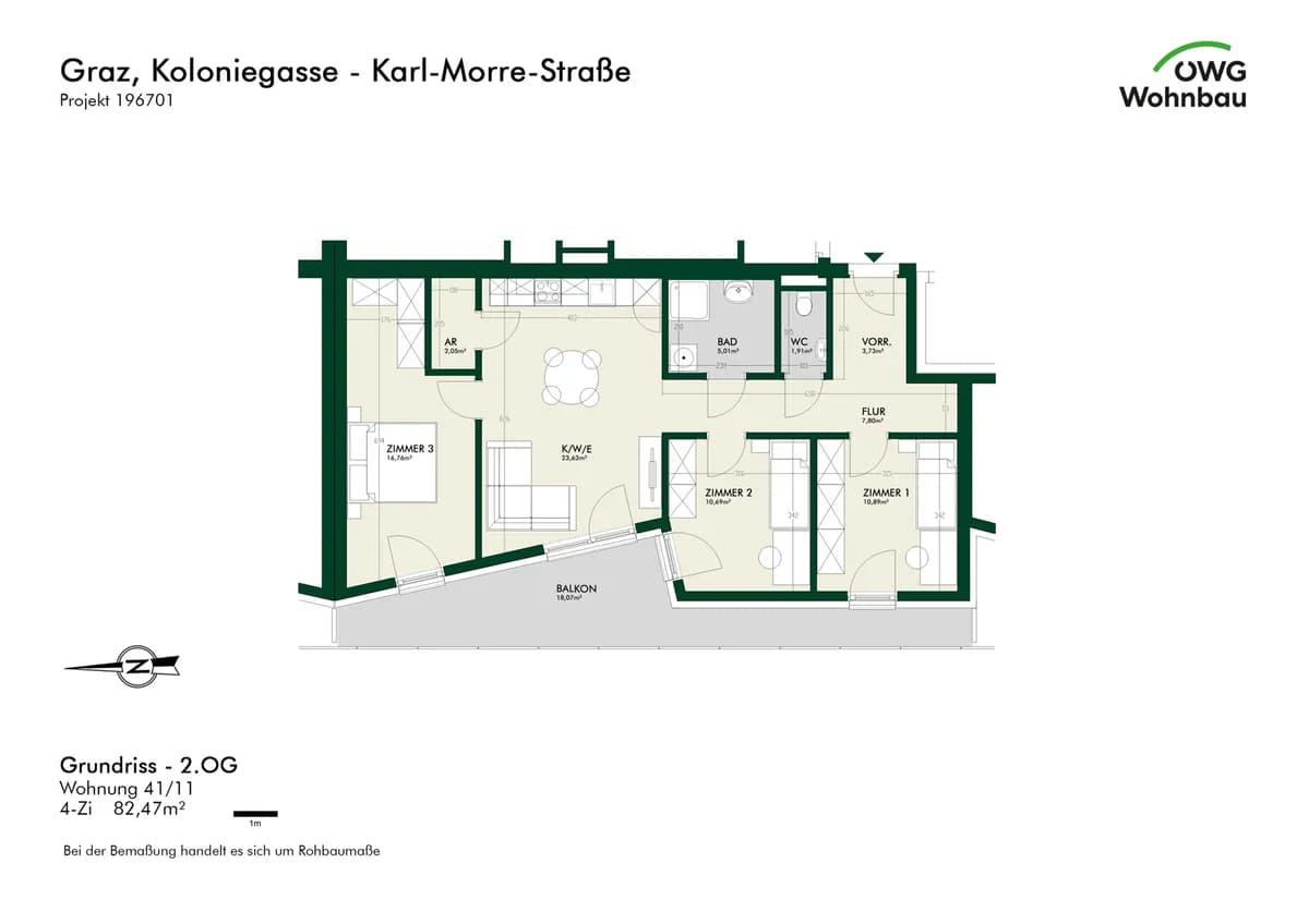 4-Zimmer-Wohnung mieten in Graz – 82,5 m², € 1.407 – Bild 5 von 5