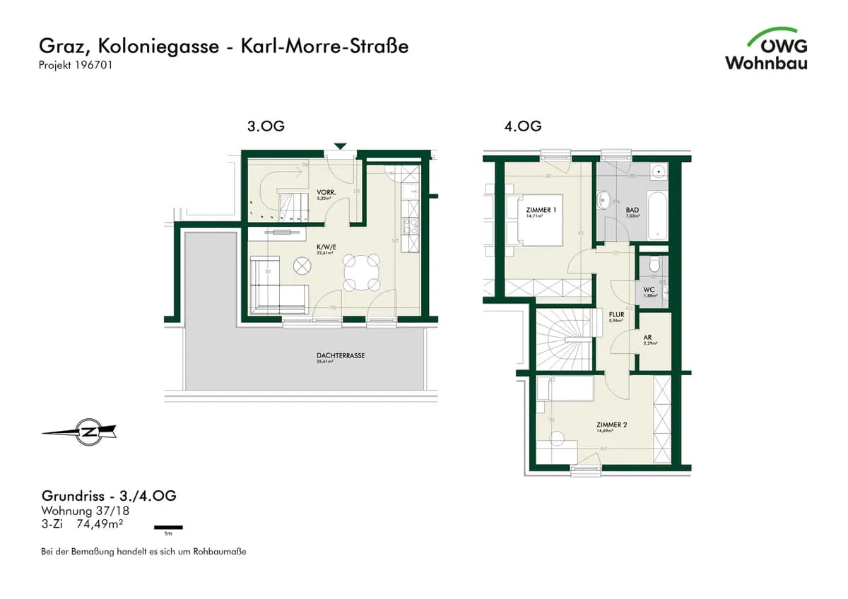 3-Zimmer-Wohnung mieten in Graz – 74,5 m², € 1.379 – Bild 5 von 5